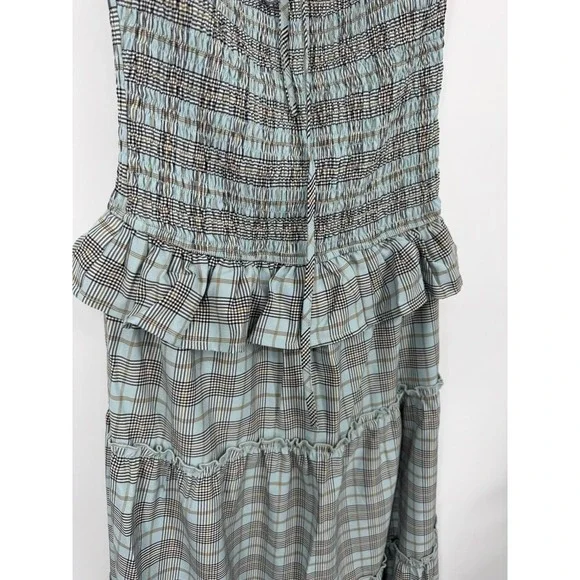 NWT Peppermayo Picture This Maxi Dress Women's 2 Gray Blue Check Pattern Party - Picture 8 of 14